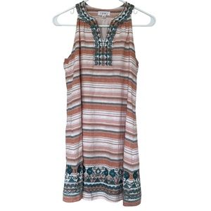 Anthropologie THML women’s orange cream dress w/ blue embroidery XS